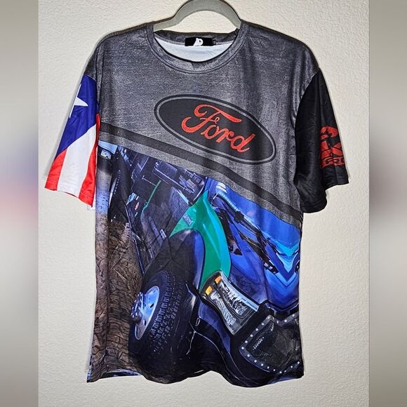 JD Fabrication Men's Med. T-shirt Green & Blue Ford Truck Short Sleeve Top NWOT - Picture 1 of 4